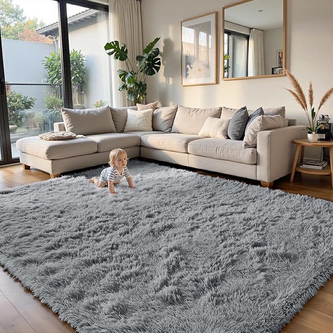 yongyangjuxin Fluffy Rug Shaggy Area Rug, Light Grey 10x14 Area Rugs - Image 2