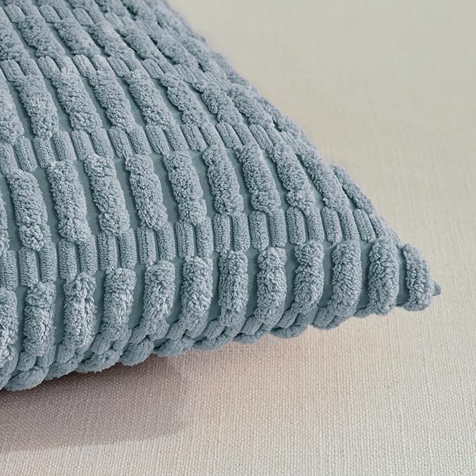 Fancy Homi 4 Packs Boho Light Blue Decorative Throw Pillow Covers 26x26 Inch - Image 4