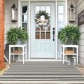 IOHOUZE Black Beige Striped Rug -4'x6' Front Door Rugs Outdoor, Washable Area by iOhouze