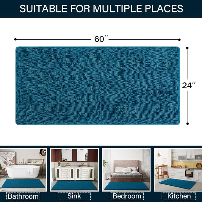 LOCHAS Luxury Bathroom Rug Shaggy Bath Mat 24 x 60 Inch, Washable Non Slip Bath - Image 2