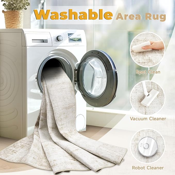 5x7 Area Rug for Living Room: Washable Abstract Soft Rugs Non Slip Modern Stain - Image 3