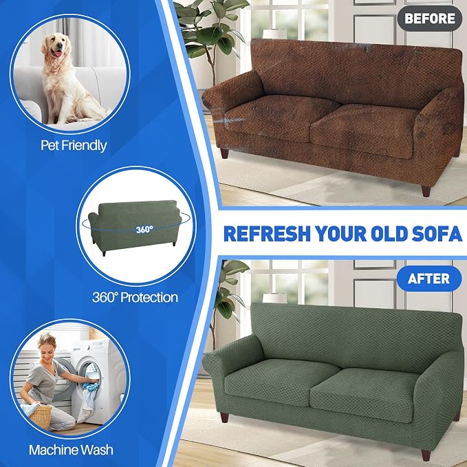 MAXIJIN 3 Piece Stretch Couch Covers - Image 5