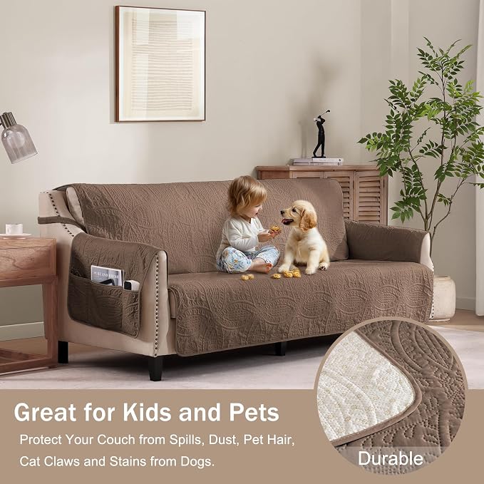 Toffee Quilted Recliner Covers, Waterproof Recliner Chair Covers, Lazy Boy - Image 9
