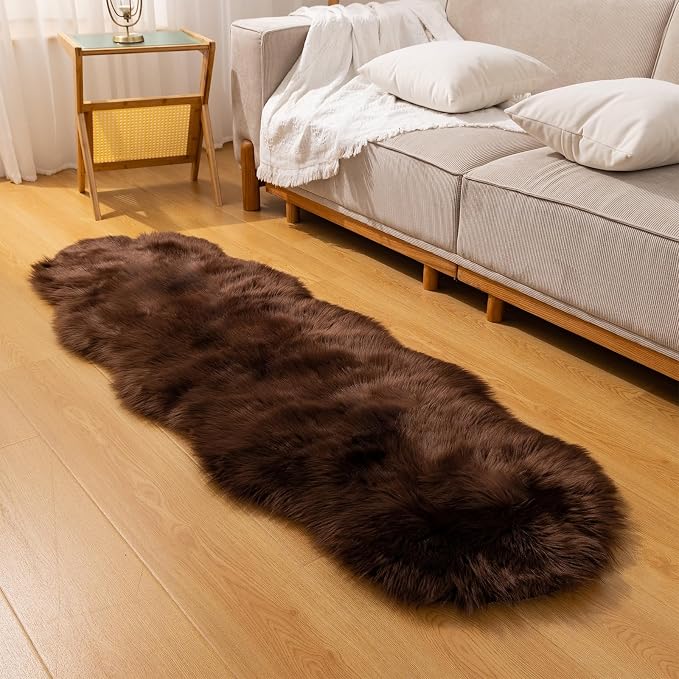 Faux Fur Rug Runner 2x6 ft Coffee - Image 7