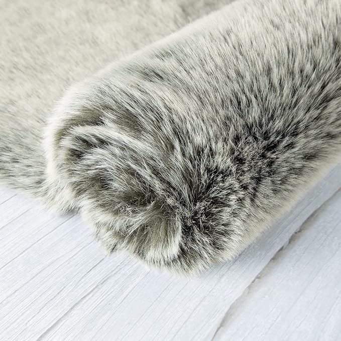 Ashler Home Deco Faux Fox Fur Area Rug, 2x3 ft, High Pile, Rectangular - Image 5
