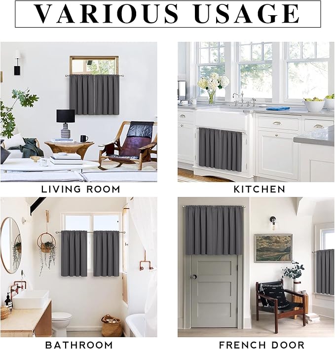 RYB HOME Blackout Privacy Bathroom Window Curtains, Short Thermal Insulated - Image 7
