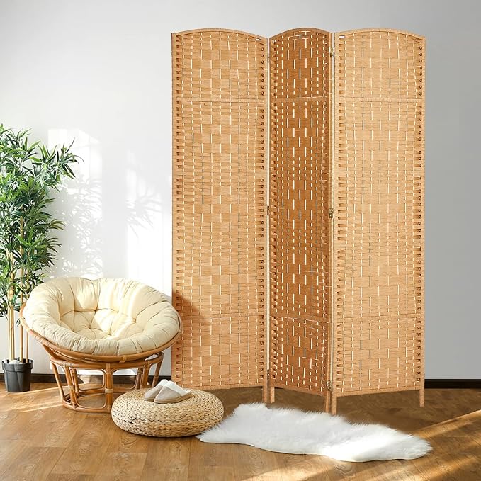 Rose Home Fashion Room Divider 5.6 ft.Tall-15.7" Wide Weave Fiber 3 Panels Room - Image 3