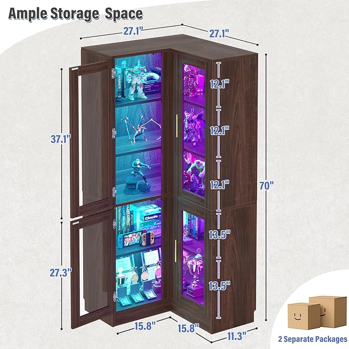 Armocity Corner Bookcase with Doors, 6-Tier Corner Book Shelf - Image 2