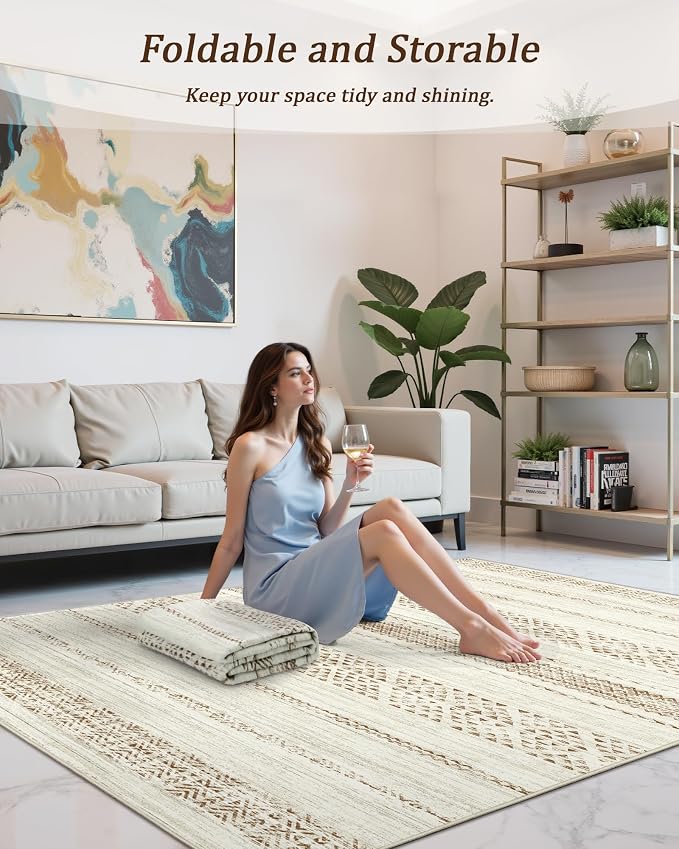 3x5 Washable Rug Moroccan Small Entryway Rug Non Slip Indoor Floor Carpet - Image 5