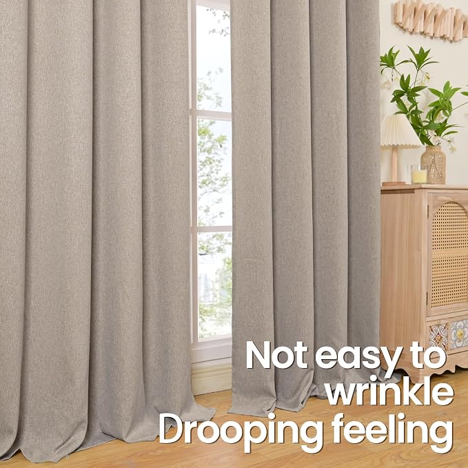BGment Privacy Linen Curtains for Bedroom 72 Inch Length 2 Panels, Taupe - Image 6