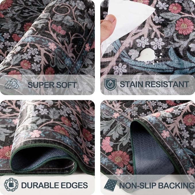 8x10 Washable Area Rugs for Living Room, Stain Resistant Vintage Rugs for - Image 6