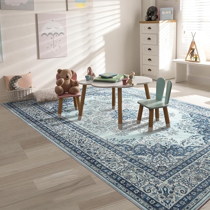 Area Rug for Bedroom, Non-Slip Vintage Area Rug, Machine Washable 4x6Ft Boho - Image 4