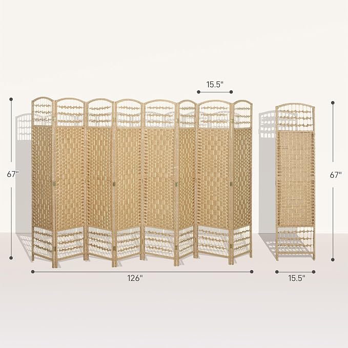 HOMCOM 8 Panel Room Divider, Folding Privacy Screen, 5.6' Room Separator - Image 7