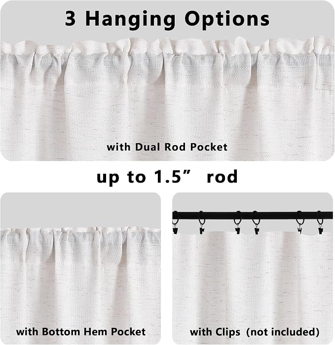 Gwine Natural Valance for Windows, Light Filtering Faux Linen Textured Kitchen - Image 5