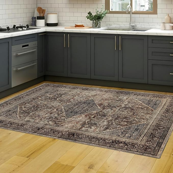 Area Rug 4×6, Vintage Boho Rug, Ultra-Soft Low Pile, Non Slip, Stain Resistant - Image 5