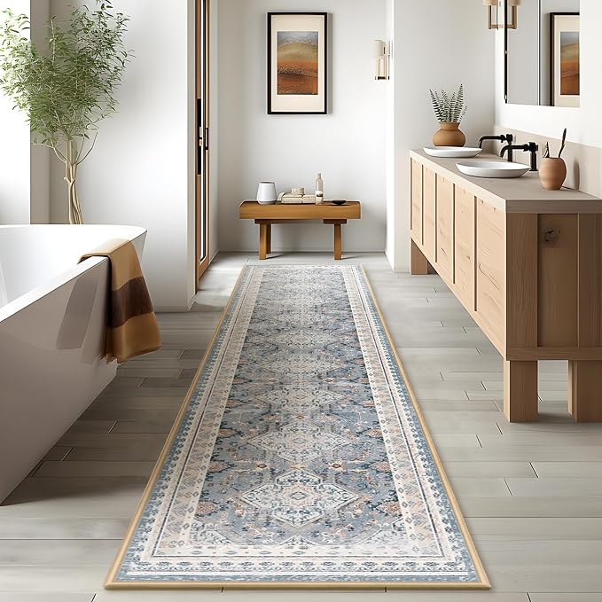 Phantoscope Washable Runner Rug 2'x8' Non-Slip, Vintage Neutral Hallway Rugs - Image 6