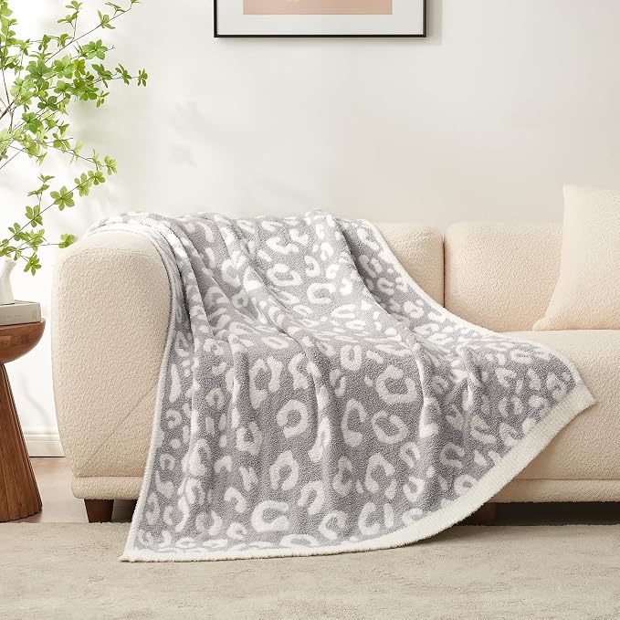 Snuggle Sac Leopard Blanket for Couch Bed Sofa 60x80 inches, Reversible Grey - Image 2