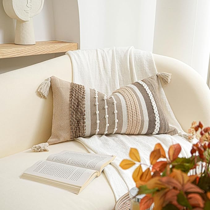 BlissBlush Decorative Lumbar Throw Pillow Cover 14x24 Boho Brown Accent Cushion - Image 6