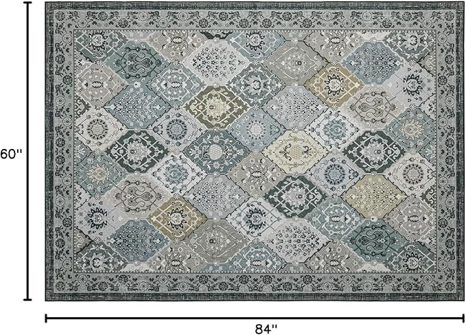 Phantoscope Washable Area Rug 5'x7' Non-Slip, Vintage Boho Rugs - Image 2