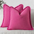 MIULEE Decorative Throw Pillow Covers Neutral Linen Fringe Throw Pillows Set of by MIULEE