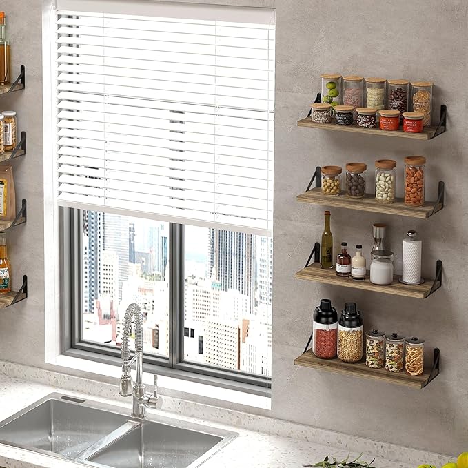 Fixwal Floating Shelves for Room Wall, Width 4.7in Rustic Wood Wall Storage - Image 5