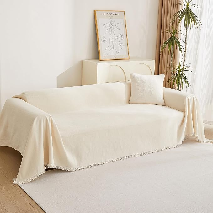 MYSKY HOME Loveseat Cover Beige Couch Cover Sectional Couch Covers - Image 8