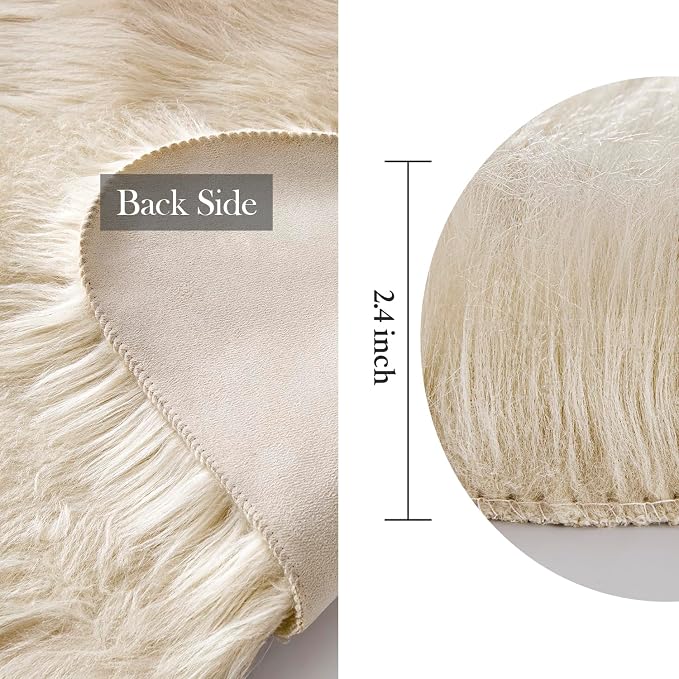 MIULEE Luxury Super Soft Fluffy Area Rug Faux Fur Plush Large Sheepskin Rug - Image 2