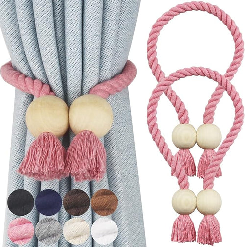 2 Pack Magnetic Curtain Tiebacks Cotton Hand Woven Tie Back Decorative Rope by CurtianTiebacks