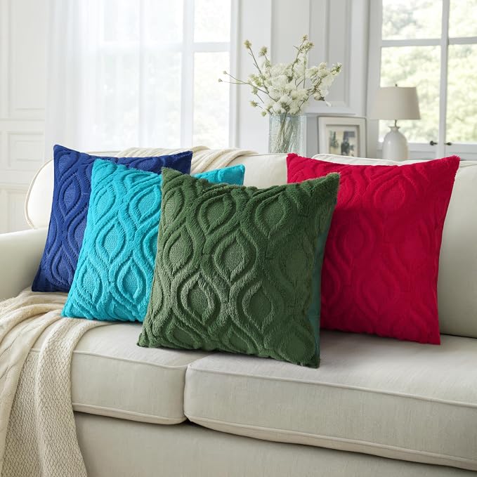 decorUhome Throw Pillow Covers 18x18 Inch Set of 2, Soft Plush Faux Wool Forest - Image 6