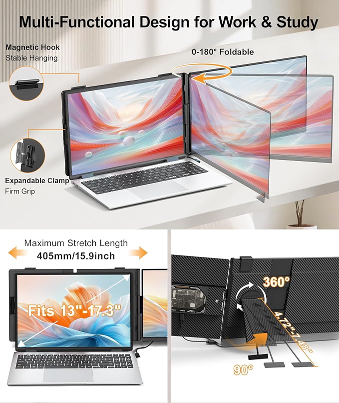 15.6" Laptop Screen Extender, Ultra-Slim FHD 1080P Portable Monitor, Detachable - Image 4