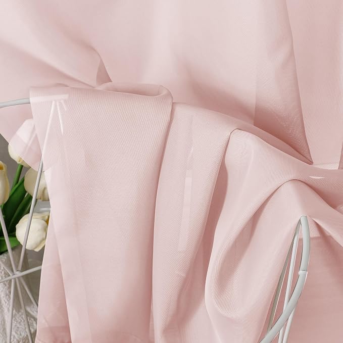 Aiyufeng Blush Pink Sheer Curtains 45 Inch Length 2 Panels Set, Light Filtering - Image 7