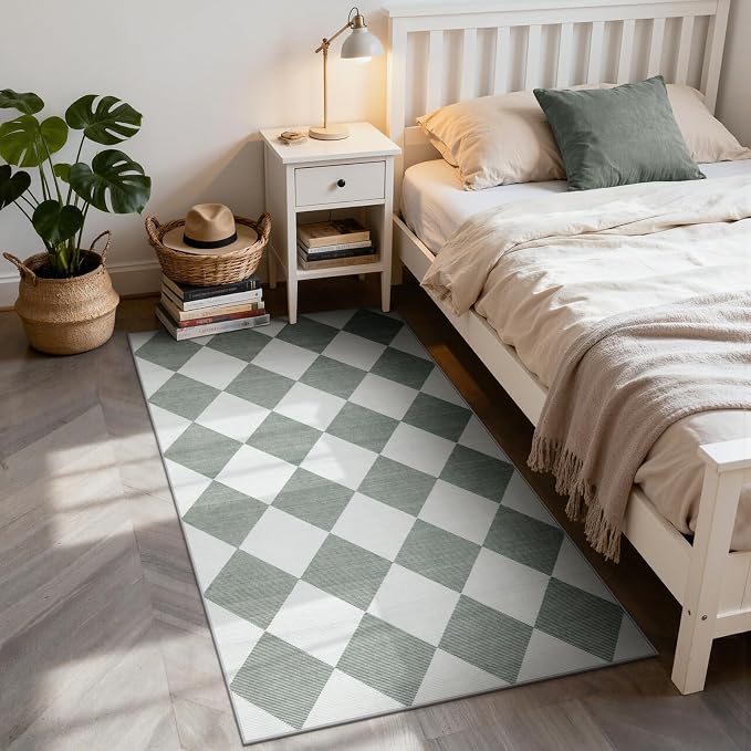Beeiva Checkered Print 3x5 Washable Rug - Image 5