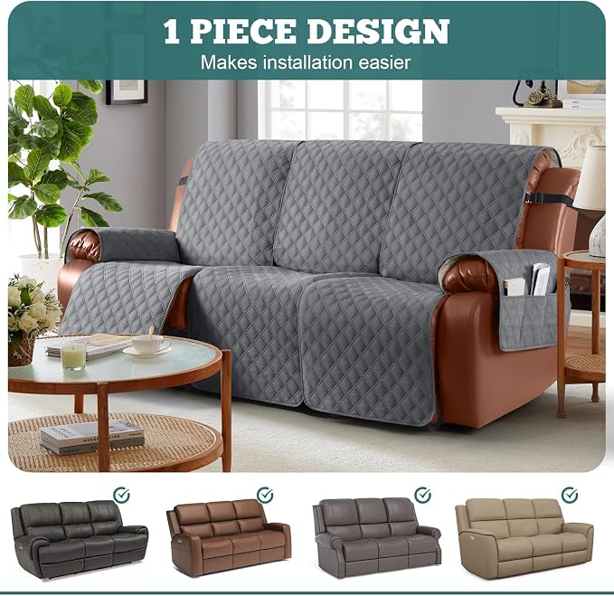 Ruaozz Waterproof Recliner Couch Covers, Sofa Slipcovers Washable 1-Piece - Image 3
