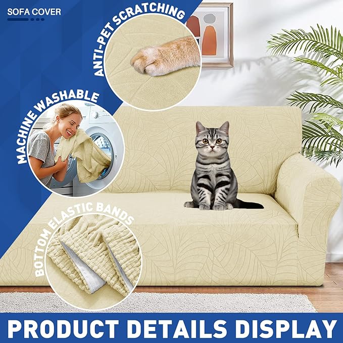 YEMYHOM Couch Cover Latest Jacquard Design High Stretch Sofa Chair Covers - Image 4