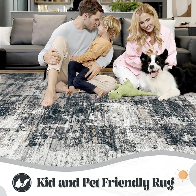 XLUEZ 5x7 Area Rugs for Living Room, Washable Modern Abstract Large Area Rug - Image 3