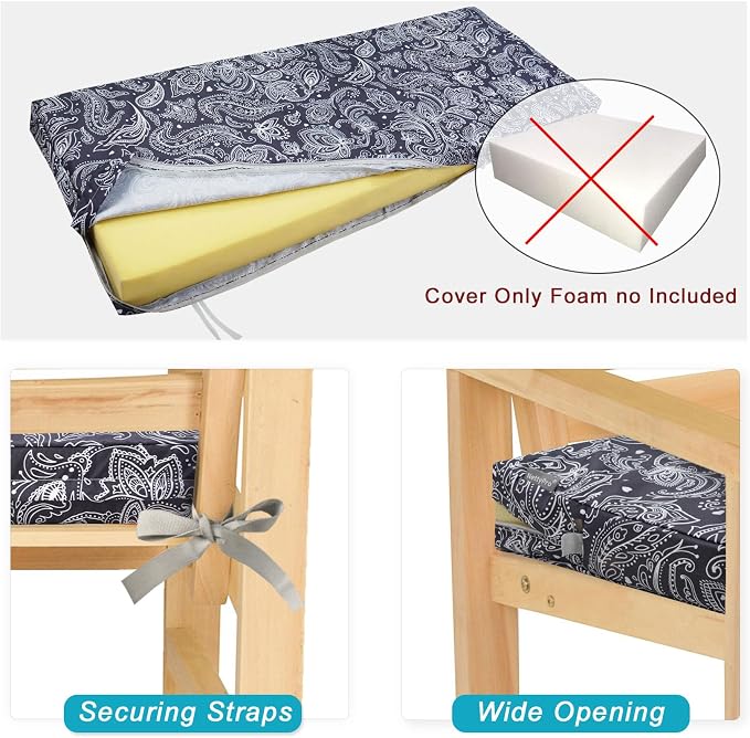 NettyPro Patio Bench Swing Loveseat Cushion Covers, Water Resistant UV - Image 4