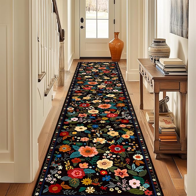 RELEANY Floral Nursery 2x10 Area Rugs Washable Print Boho Cute Carpet Non Slip - Image 8