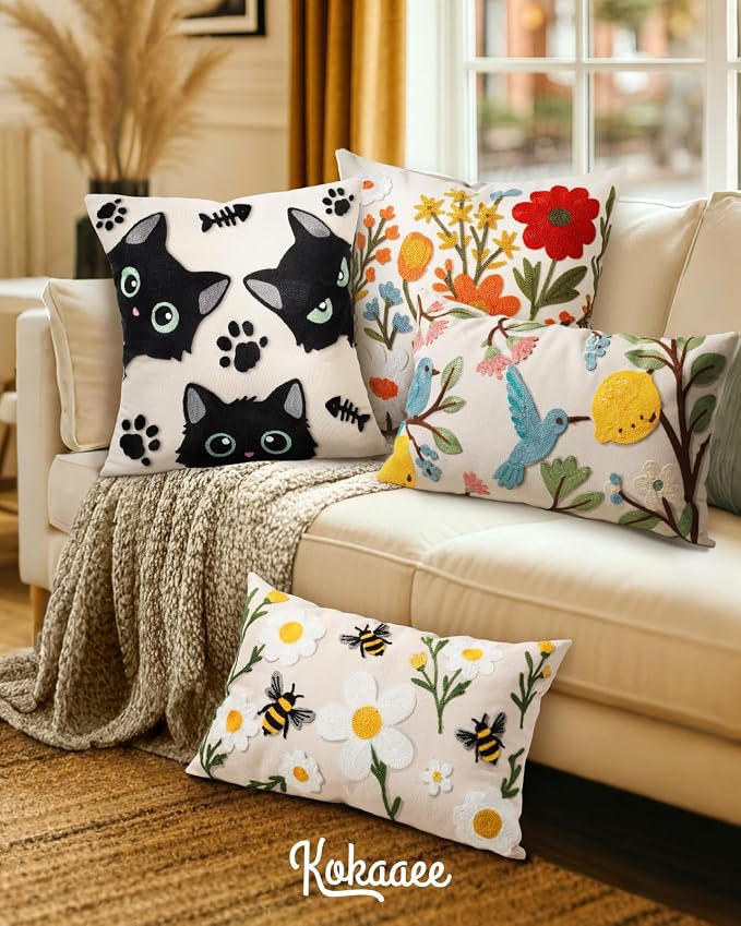 Embroidered Lumbar Pillow Cover 20x12 Inch - Image 6