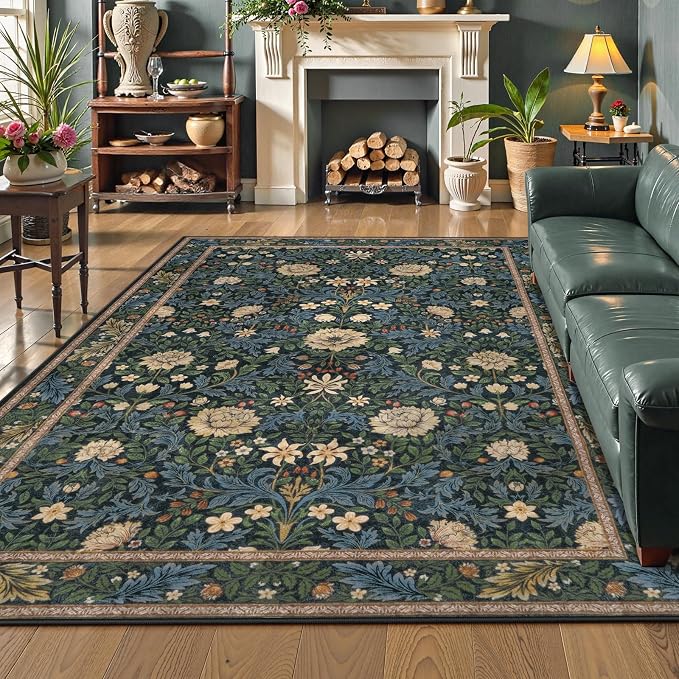 LIVEBOX Washable 5x7 Living Room Boho Area Rug, Soft Floral Rugs - Image 7