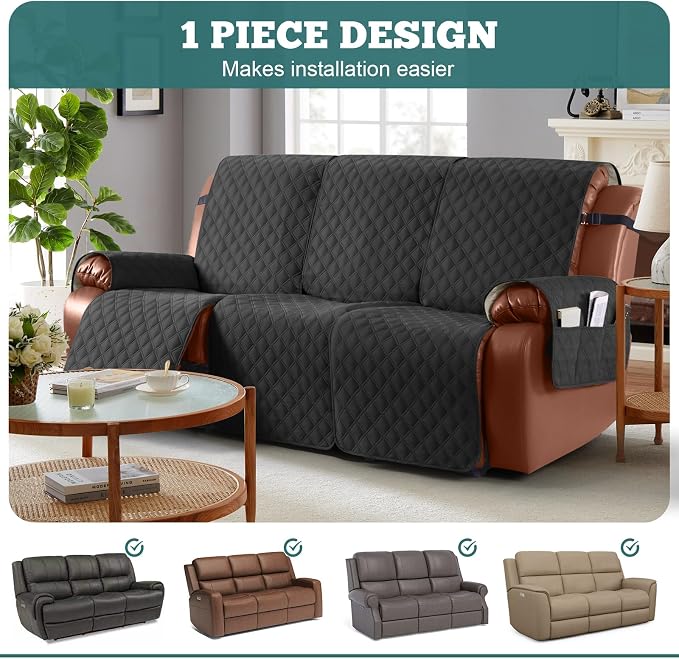 Ruaozz Waterproof Recliner Couch Covers 1-Piece Sofa Covers Washable Recliner - Image 3