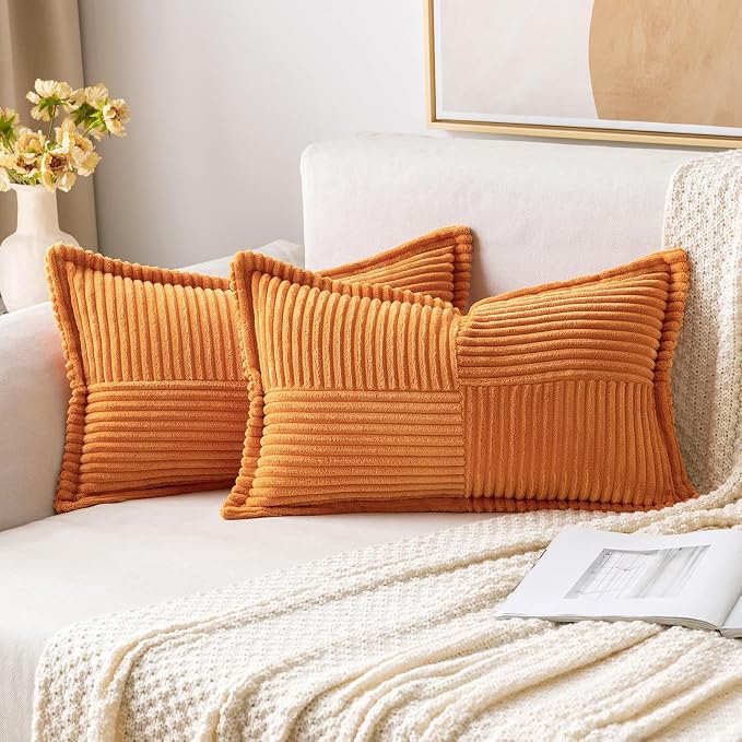 MIULEE Burnt Orange Decorative Lumbar Throw Pillow Covers by MIULEE