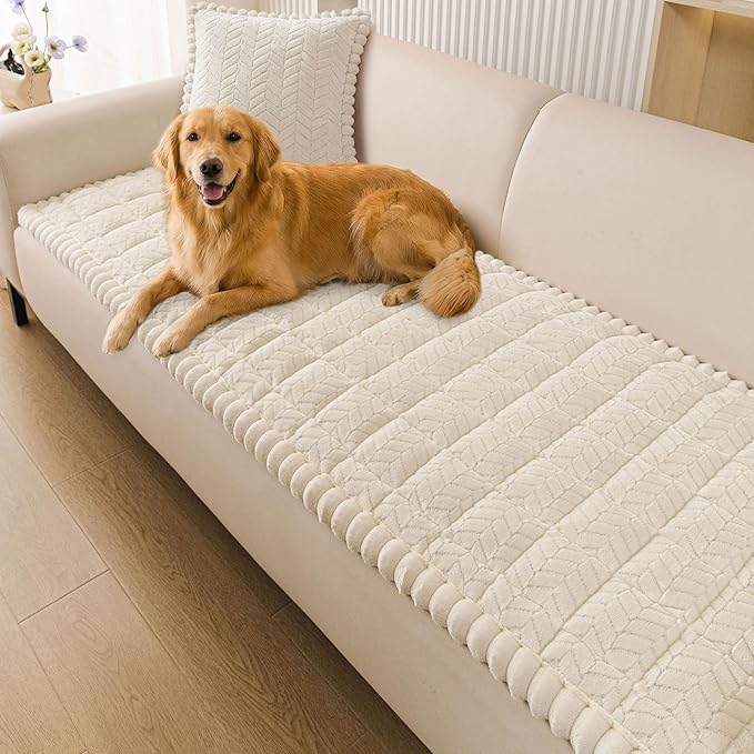 Smiry Non Slip Couch Covers for Dogs, Fuzzy Pet Couch Covers for 2 Cushion Sofa by Smiry