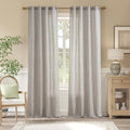 jinchan Linen Curtains Charcoal Grey on Beige Striped Curtains by JINCHAN