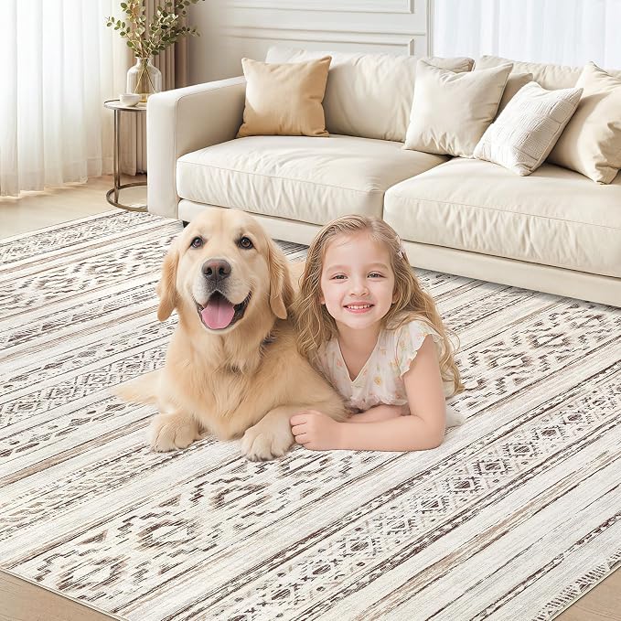 cotiled 9x12 Area Rug Living Room: Washable Boho Rugs - Image 5