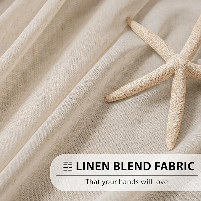 FMFUNCTEX Linen Sheer Curtains for Bedroom, Taupe Curtains 63 Inch Length for - Image 9