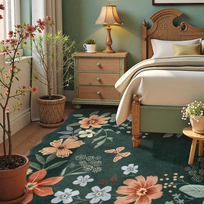 Lahome Floral Washable 6x9 Area Rugs, Soft Bedroom Rug - Image 3