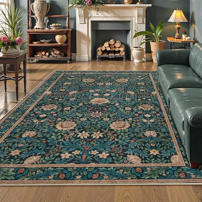LIVEBOX Washable 5x7 Area Rugs, Retro Floral Rugs - Image 2