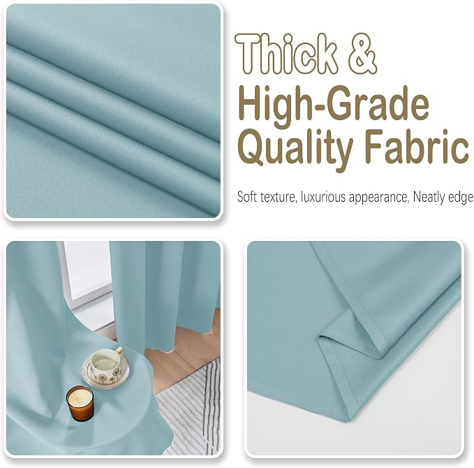 OVZME Aqua Blackout Curtains for Bedroom 63 Inch Length 2 Panels, Protect - Image 5