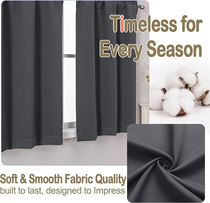 OVZME Charcoal Grey Blackout Curtains - Image 7