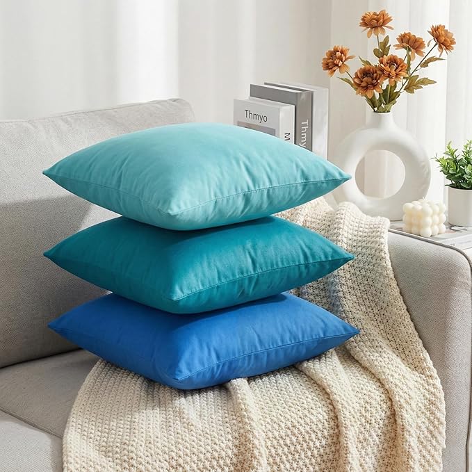 Thmyo 4-Pack 100% Cotton Comfortable Solid Decorative Throw Pillow Case Square - Image 6